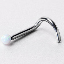 Load image into Gallery viewer, 18G 1/4 White Synth Opal G23 Titanium Threadless Left Nose Screw
