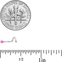 Load image into Gallery viewer, 18G 1/4 Pink Synth Opal G23 Titanium Threadless Left Nose Screw
