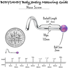 Load image into Gallery viewer, 18G 1/4 Purple Synth Opal G23 Titanium Threadless Left Nose Screw
