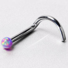 Load image into Gallery viewer, 18G 1/4 Purple Synth Opal G23 Titanium Threadless Left Nose Screw
