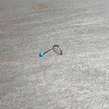Load image into Gallery viewer, 20G 1/4 Blue Synth Opal G23 Titanium Threadless Left Nose Screw
