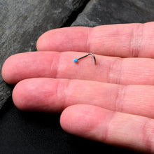Load image into Gallery viewer, 20G 1/4 Blue Synth Opal G23 Titanium Threadless Left Nose Screw

