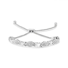 Load image into Gallery viewer, 14K Yellow Gold Plated .925 Sterling Silver Diamond Accent Alternating Marquise Shape and Heart Links Bolo Bracelet (I-J Color, I3 Clarity) - Adjustable 6" to 9"
