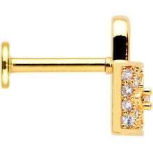 Load image into Gallery viewer, 16G 5/16 Clear CZ Gem Gold Tone Lock It Up Labret Monroe Tragus
