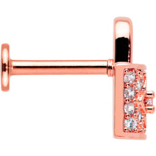 Load image into Gallery viewer, 16G 5/16 Clear CZ Gem Rose Gold Tone Lock It Up Labret Tragus

