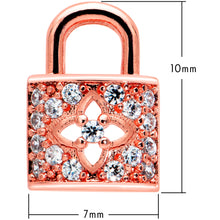 Load image into Gallery viewer, 16G 5/16 Clear CZ Gem Rose Gold Tone Lock It Up Labret Tragus
