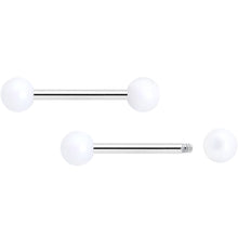 Load image into Gallery viewer, 14G 9/16 Matte White Aurora Barbell Nipple Ring Set
