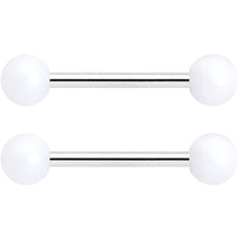 Load image into Gallery viewer, 14G 9/16 Matte White Aurora Barbell Nipple Ring Set
