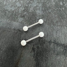 Load image into Gallery viewer, 14G 9/16 Matte White Aurora Barbell Nipple Ring Set
