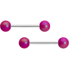 Load image into Gallery viewer, 14G 9/16 Matte Purple Aurora Barbell Nipple Ring Set
