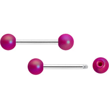 Load image into Gallery viewer, 14G 9/16 Matte Purple Aurora Barbell Nipple Ring Set
