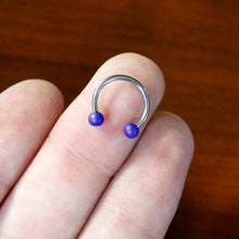 Load image into Gallery viewer, 16G 3/8 Matte Blue Aurora Horseshoe Circular Barbell
