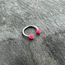 Load image into Gallery viewer, 16G 3/8 Matte Pink Aurora Horseshoe Circular Barbell
