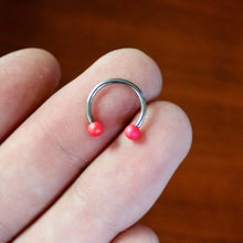Load image into Gallery viewer, 16G 3/8 Matte Pink Aurora Horseshoe Circular Barbell
