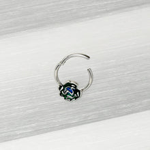 Load image into Gallery viewer, 16G 3/8 Spring Flower Green Blue Hinged Segment Ring
