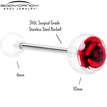 Load image into Gallery viewer, Bubble Rose Red Barbell Tongue Ring
