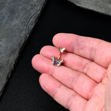 Load image into Gallery viewer, Gold Tone Colorful Butterfly Pair Red Blue Double Mount Belly Ring
