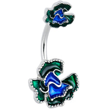 Load image into Gallery viewer, Spring Flower Green Blue Double Mount Belly Ring
