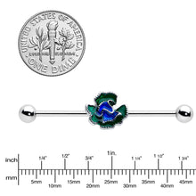 Load image into Gallery viewer, 14G Spring Flower Green Blue Industrial Barbell 38mm

