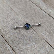 Load image into Gallery viewer, 14G Spring Flower Green Blue Industrial Barbell 38mm
