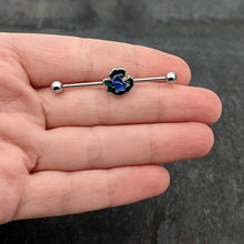 Load image into Gallery viewer, 14G Spring Flower Green Blue Industrial Barbell 38mm
