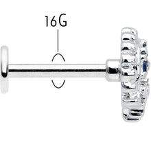 Load image into Gallery viewer, 16G 5/16 Blue Clear Gem Abstract Arch Labret Monroe Tragus
