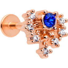 Load image into Gallery viewer, 16G 5/16 Blue Gem Rosy Tone Glamour Flare Labret Monroe Tragus
