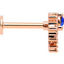 Load image into Gallery viewer, 16G 5/16 Blue Gem Rosy Tone Glamour Flare Labret Monroe Tragus
