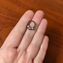 Load image into Gallery viewer, 16G 3/8 Aurora Gem Black Rococo Trio Heart Hinged Segment Ring
