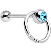 Load image into Gallery viewer, Blue Gem 316L Surgical Steel Captive Ring End Barbell Tongue Ring
