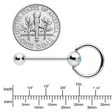 Load image into Gallery viewer, Blue Gem 316L Surgical Steel Captive Ring End Barbell Tongue Ring
