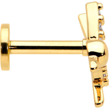 Load image into Gallery viewer, 16G 1/4 Clear CZ Gem Gold Tone Interal Thread Hummingbird Labret
