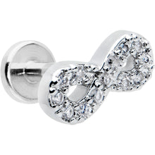 Load image into Gallery viewer, 16G 5/16 Clear CZ Gem Internal Thread Infinity Sign Labret Tragus
