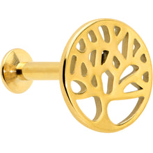 Load image into Gallery viewer, 16G 5/16 Gold Tone Tree Circle Internal Thread Labret Monroe Tragus
