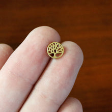 Load image into Gallery viewer, 16G 5/16 Gold Tone Tree Circle Internal Thread Labret Monroe Tragus
