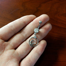 Load image into Gallery viewer, Clear Gem Star Crescent Moon Glamour Circle Dangle Belly Ring
