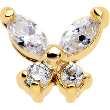 Load image into Gallery viewer, 20G 1/4 Clear CZ Gem Butterfly Golden Beauty L Shape Nose Ring
