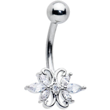 Load image into Gallery viewer, Clear CZ Gem Elegant Double Heart Baroque Belly Ring
