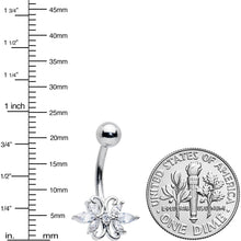 Load image into Gallery viewer, Clear CZ Gem Elegant Double Heart Baroque Belly Ring
