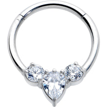 Load image into Gallery viewer, 16G 3/8 Clear CZ Gem Triple Elegance Hinged Segment Ring

