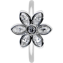 Load image into Gallery viewer, 20G 5/16 Clear Gem Fancy Flower Seamless Nose Hoop
