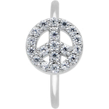 Load image into Gallery viewer, 20G 5/16 Clear Gem Seamless Retro Peace Sign Nose Hoop
