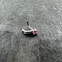 Load image into Gallery viewer, 20G 1/4 Pink Gem Texture Glam Faux Hoop L Shape Nose Ring
