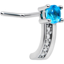 Load image into Gallery viewer, 20G 1/4 Blue Gem Texture Glam Faux Hoop L Shape Nose Ring
