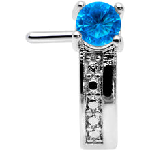 Load image into Gallery viewer, 20G 1/4 Blue Gem Texture Glam Faux Hoop L Shape Nose Ring
