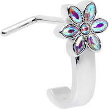 Load image into Gallery viewer, 20G 1/4 Aurora Gem Fancy Flower Faux Hoop L Shape Nose Ring
