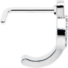 Load image into Gallery viewer, 20G 1/4 Clear Gem Retro Peace Sign Faux Hoop L Shape Nose Ring
