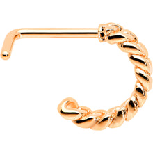 Load image into Gallery viewer, 20G 1/4 Rose Gold Tone Loving Links Faux Hoop L Shaped Nose Ring
