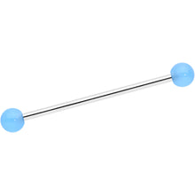 Load image into Gallery viewer, 14G Baby Blue UV Glow Ends Industrial Barbell 31mm
