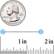 Load image into Gallery viewer, 14G Baby Blue UV Glow Ends Industrial Barbell 31mm
